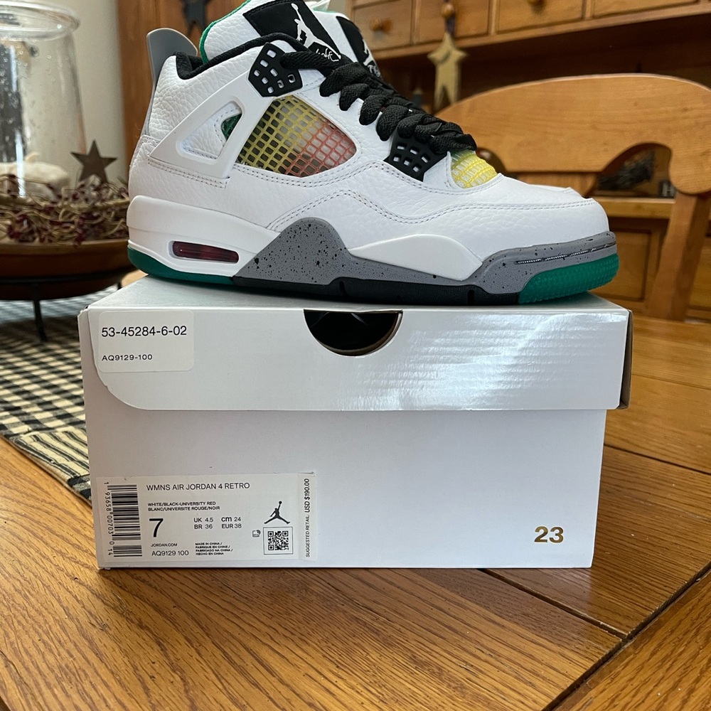 NWT Air Jordan 4 Retro Lucid Green Rasta